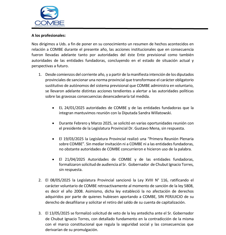 COMUNICADO DEL CONSEJO DE ADMINISTRACIÓN A LOS AFILIADOS