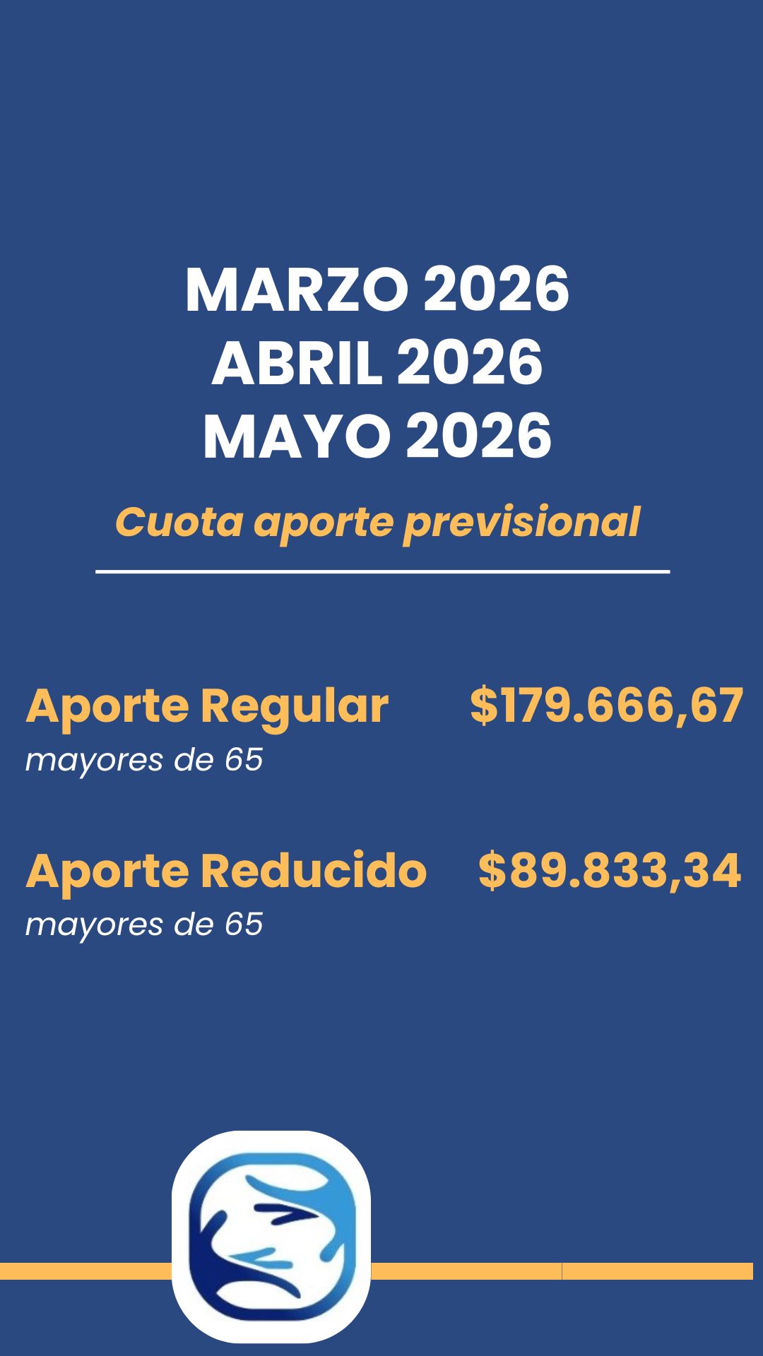 Valor Cuota +65 regular y Reducido- Marzo a mayo 2026
